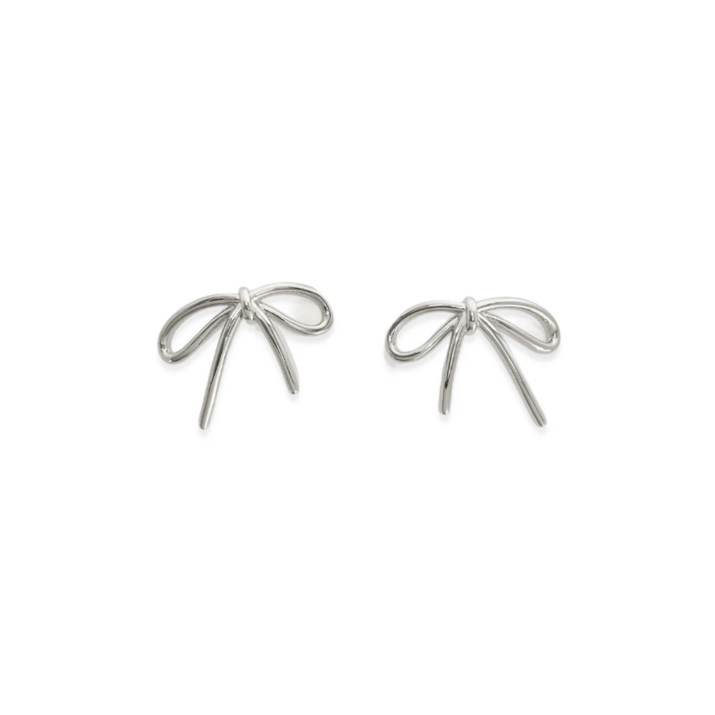 Ribbon Stud Earrings in Silver
