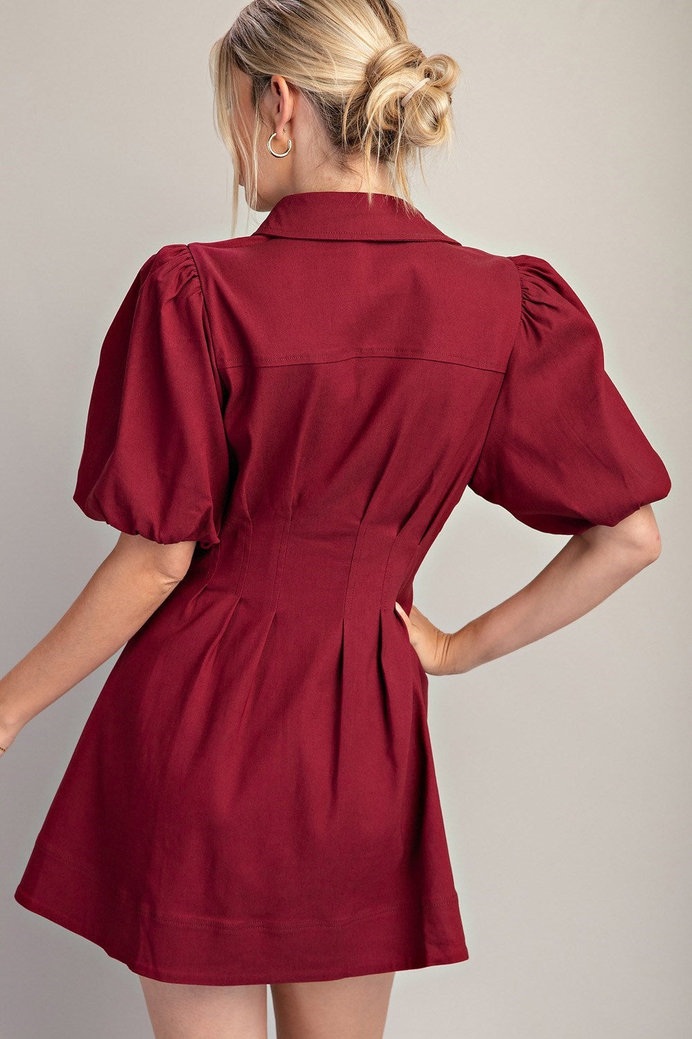 Balloon Dress in Burgundy