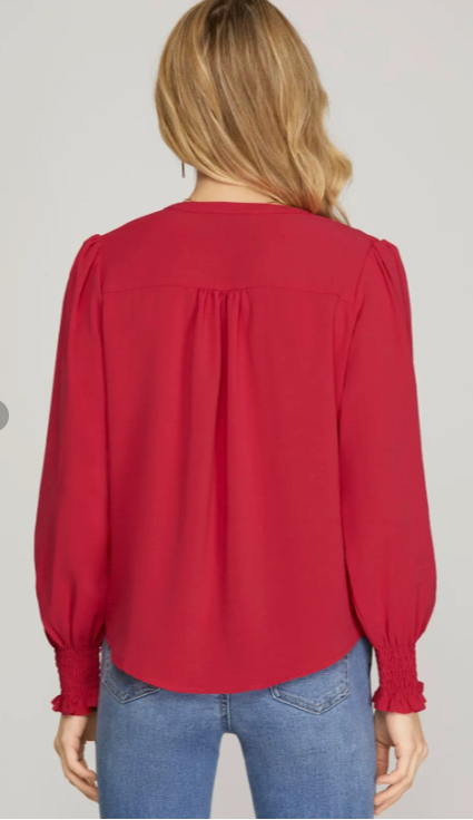 Pleat & Poise Top in Red