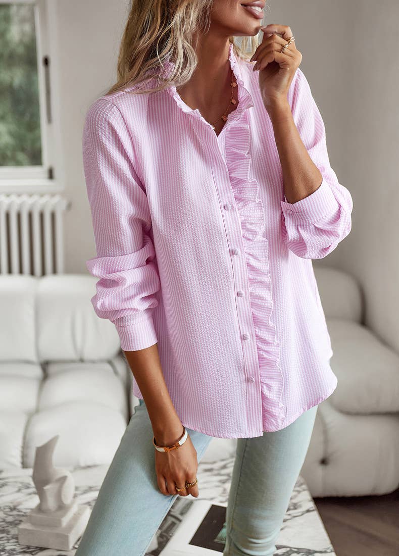 Ruffle Button Down