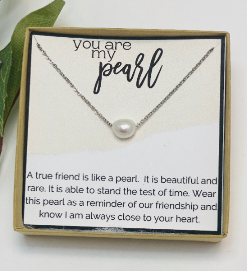 Gift for Best Friend - Dainty Pearl Necklace
