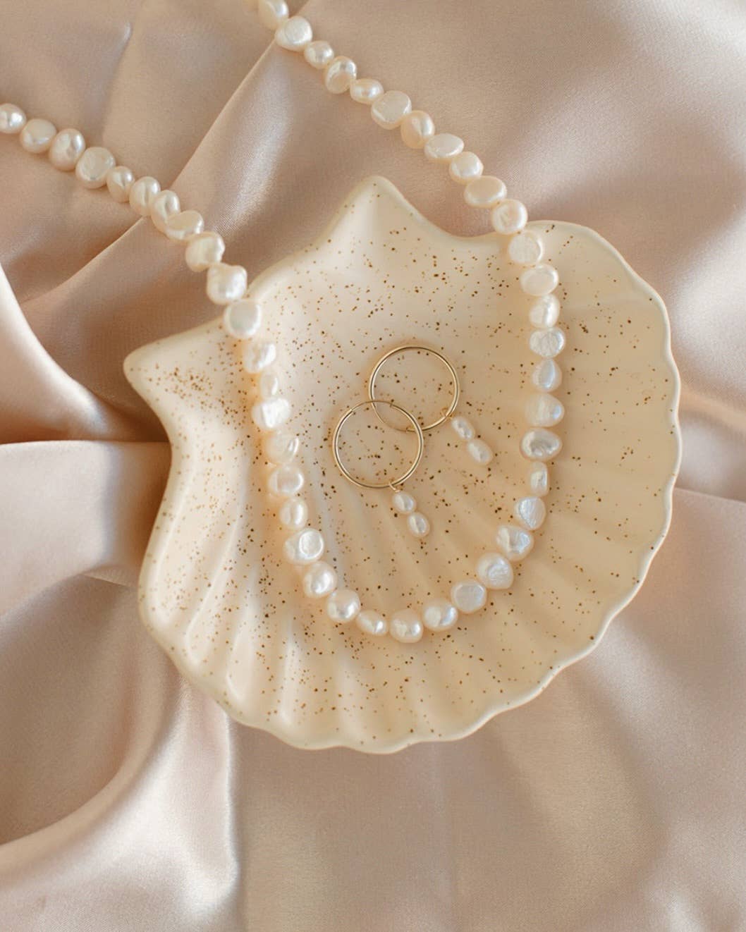 Pearl Charm Hoops Earrings