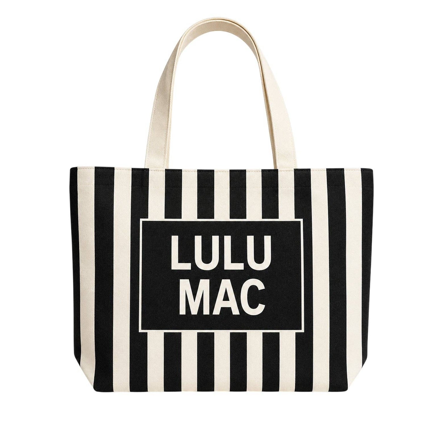 Lulu Mac Canvas Tote LM-BG-1002-Black/White Stripe