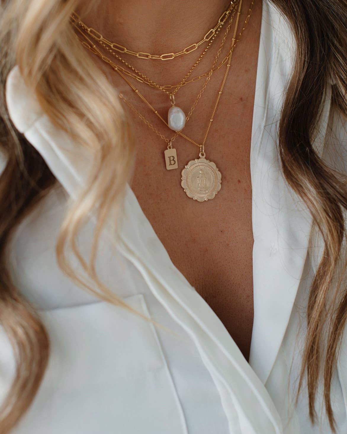 Mackenzie Freshwater Pearl Necklace Gold Filled