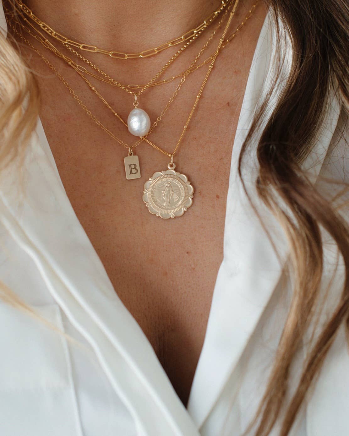 Mackenzie Freshwater Pearl Necklace Gold Filled