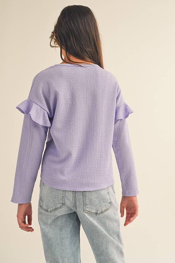 RUFFLE TIE FRONT PULL OVER