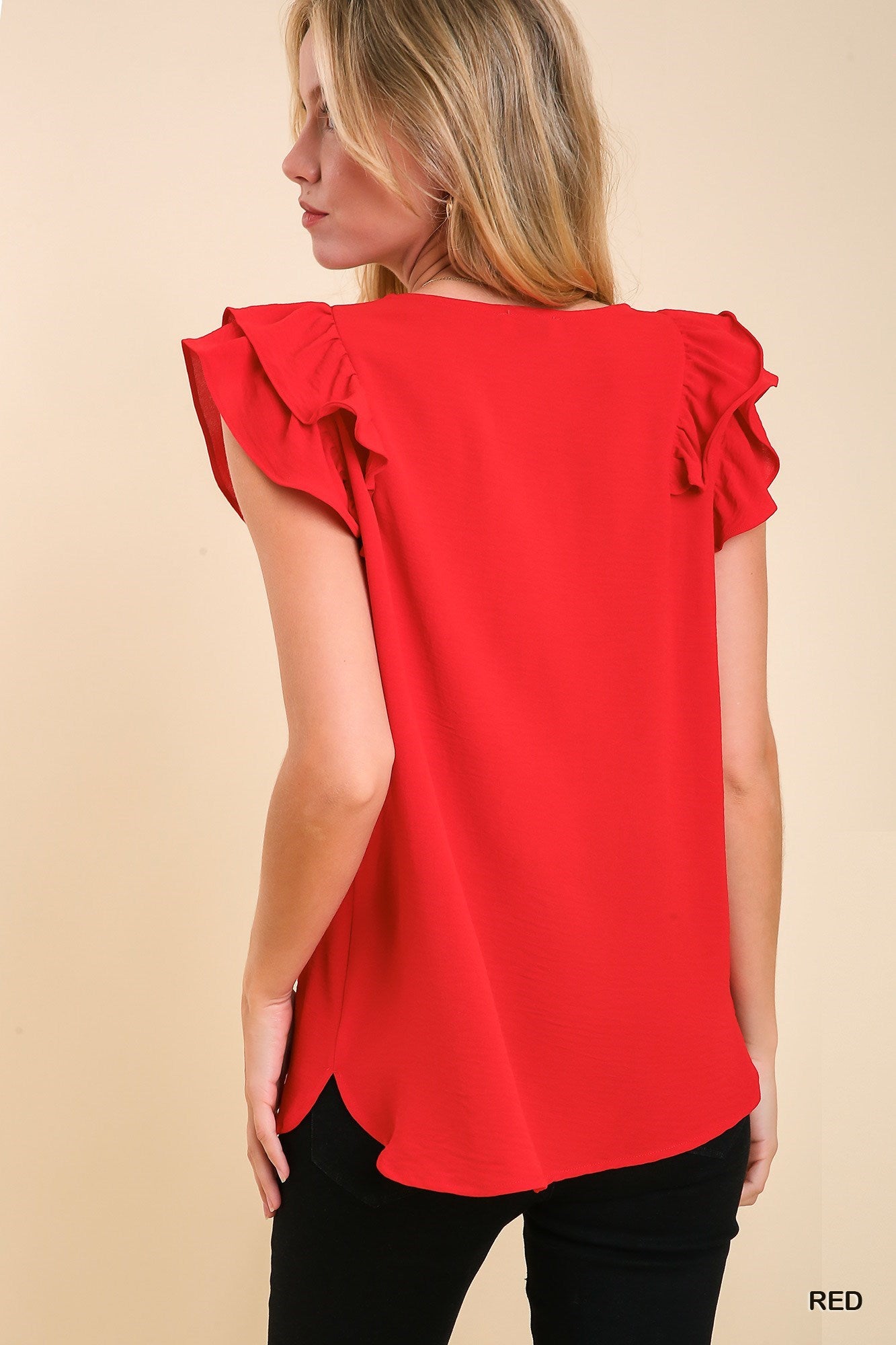 Double Flutter Sleeve in Red