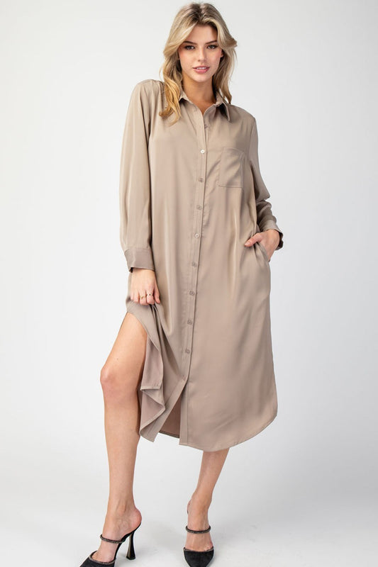 Evening Haze Button Dress