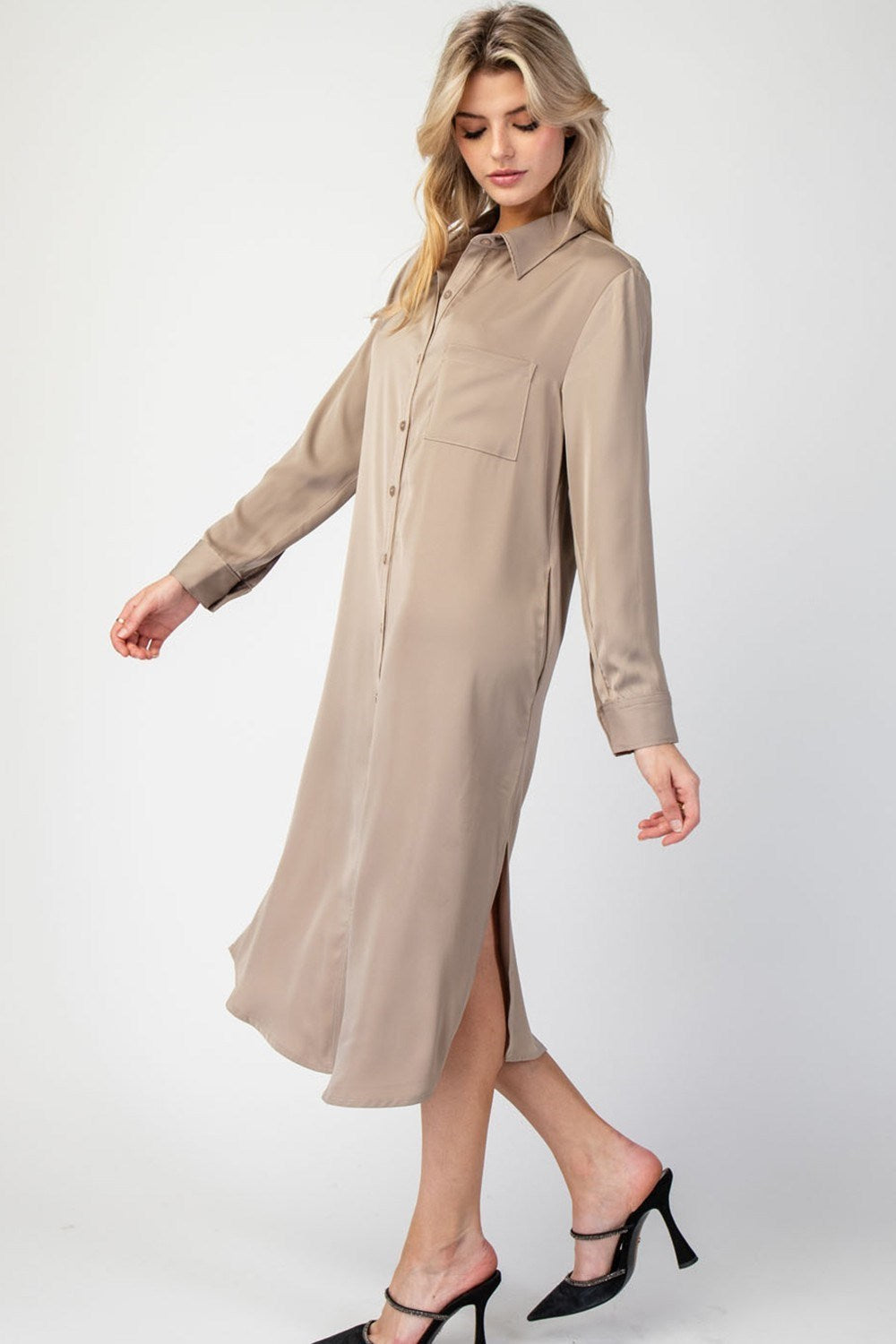 Evening Haze Button Dress