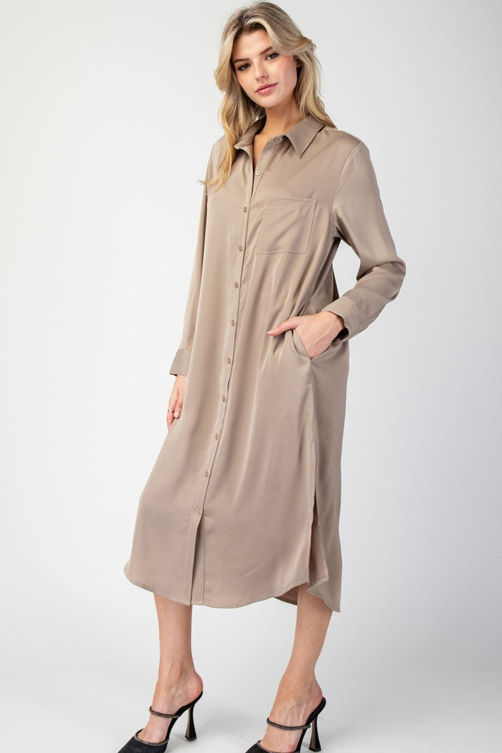 Evening Haze Button Dress