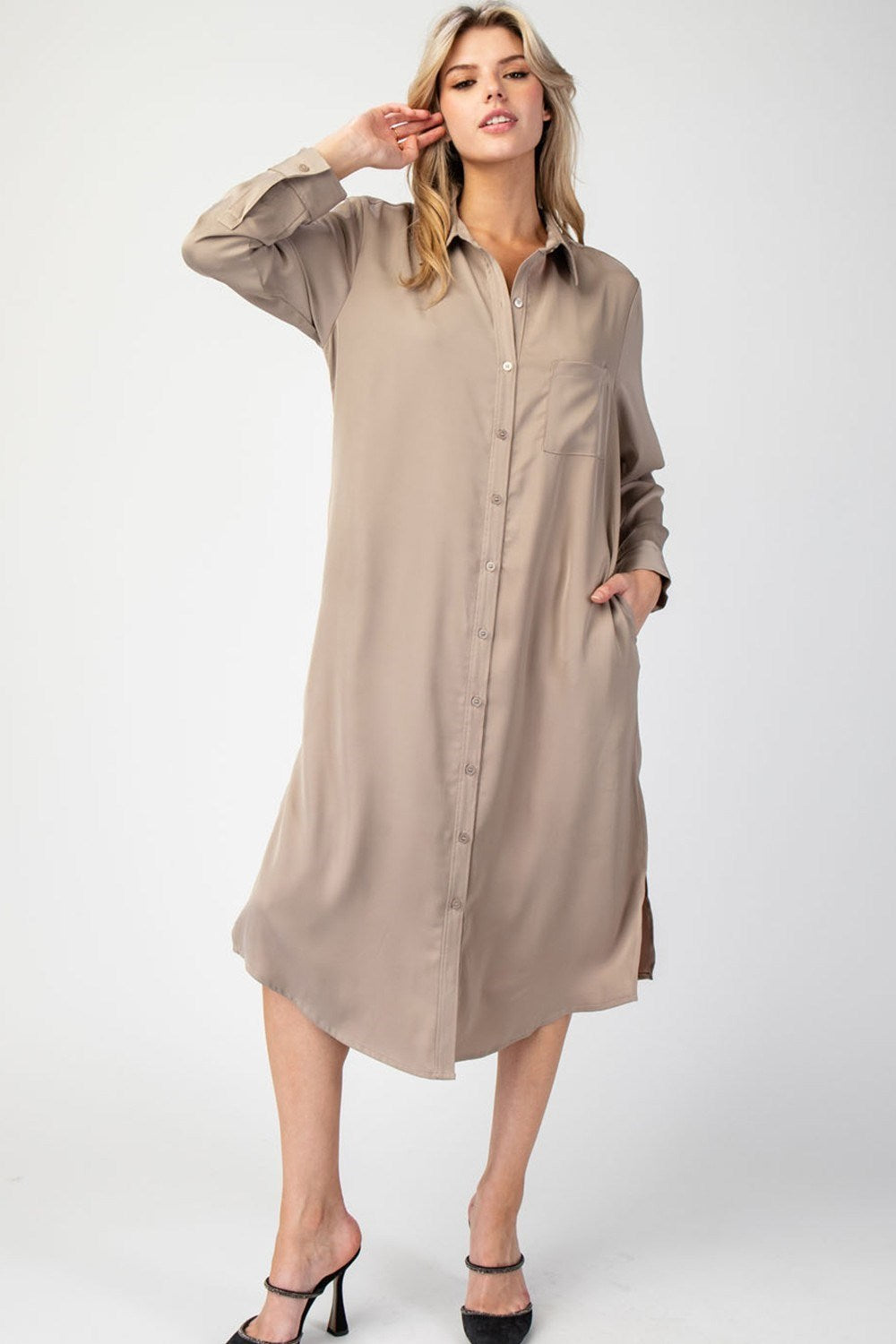 Evening Haze Button Dress