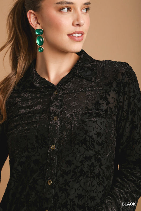 Velvet Bloom Button-Up