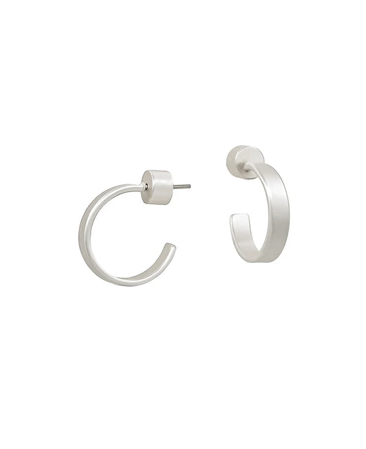 Matte Silver Kiss Hoops
