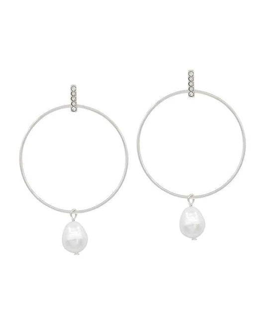 Pearl Drop Earrings in Silver