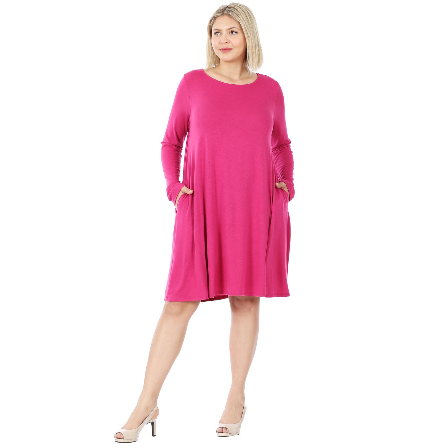 Flow & Go Pocket Dress in Magenta