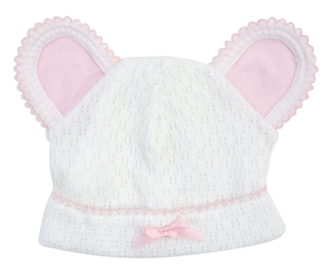 White Bear Beanie in Pink