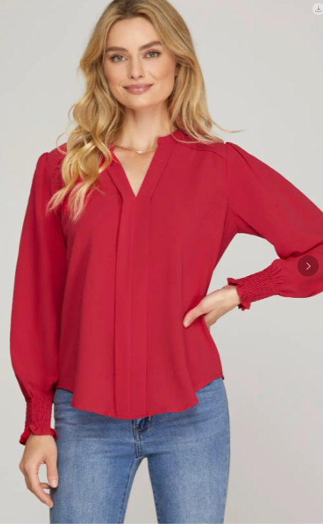 Pleat & Poise Top in Red