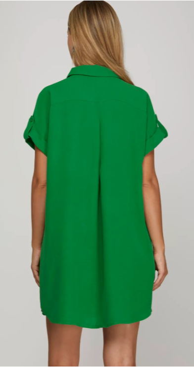 Porch Swing Shirt Dress in Green