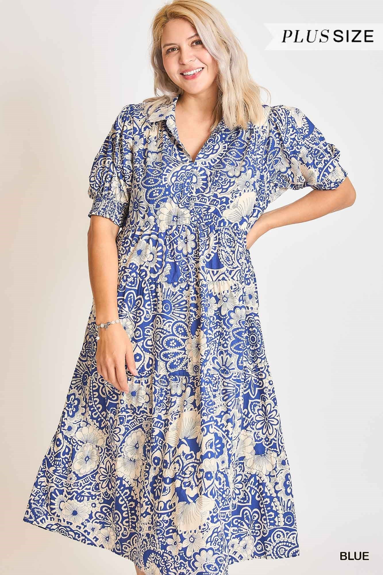 Abstract Print Tiered Dress