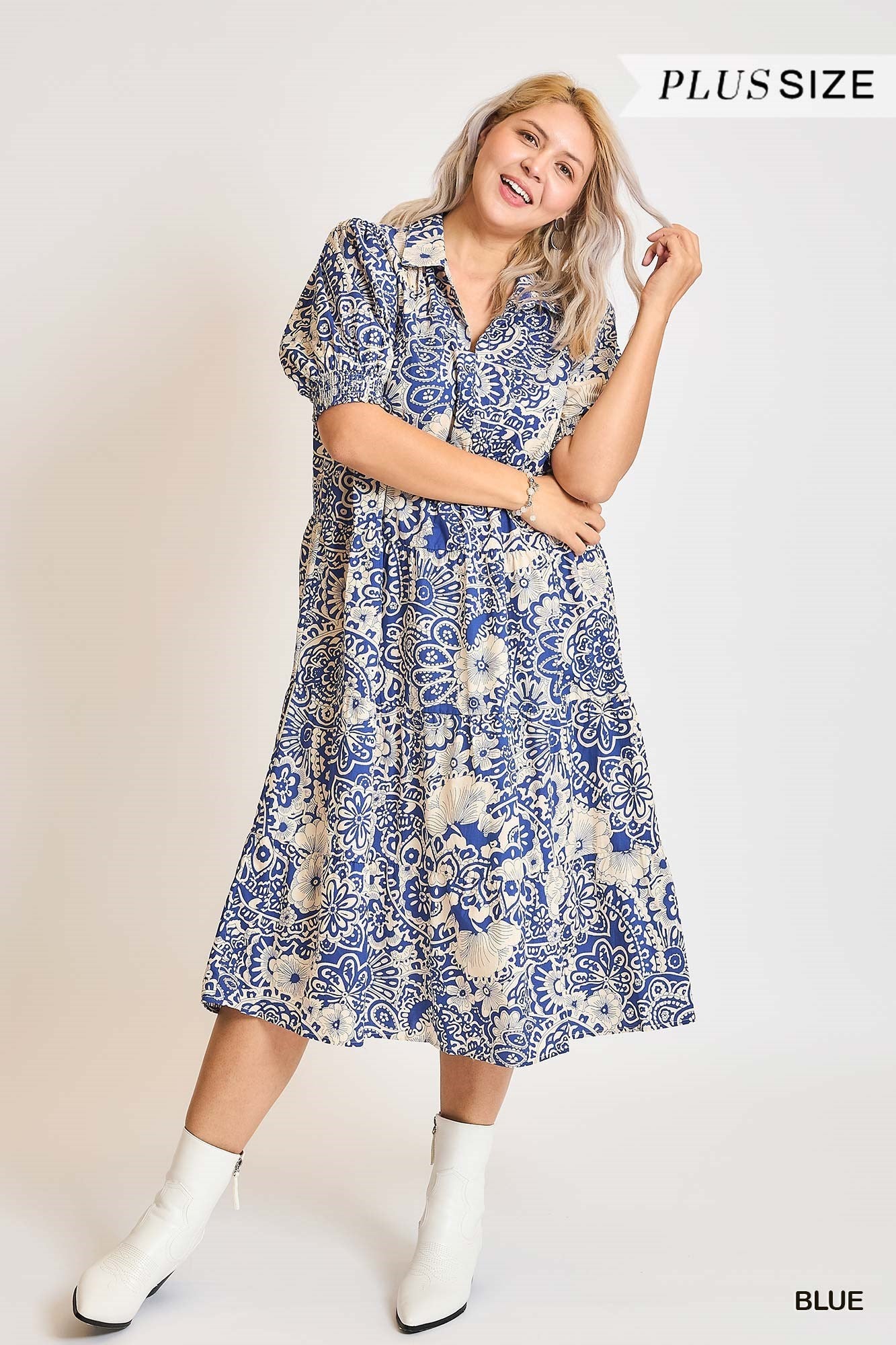 Abstract Print Tiered Dress