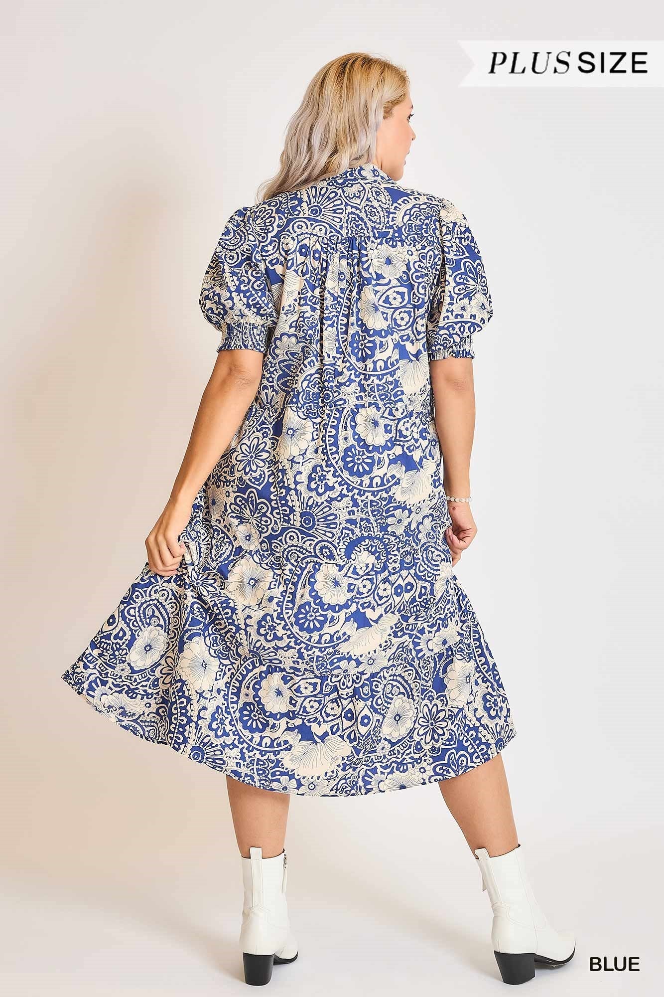 Abstract Print Tiered Dress