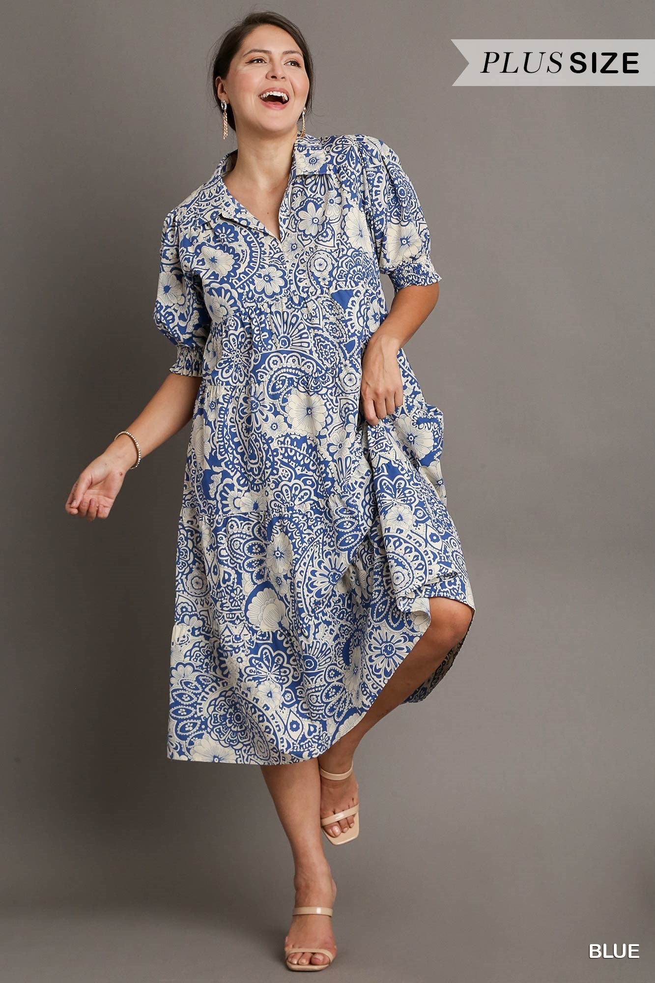 Abstract Print Tiered Dress