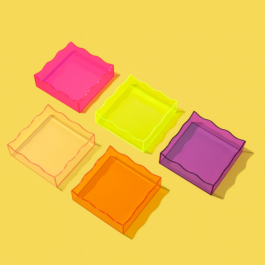 Wavy Acrylic Tray - Square - Assorted Colors