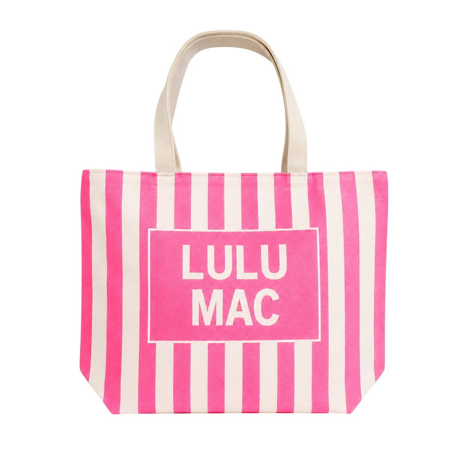 Lulu Mac Canvas Tote LM-BG-1002-Pink/White Stripe