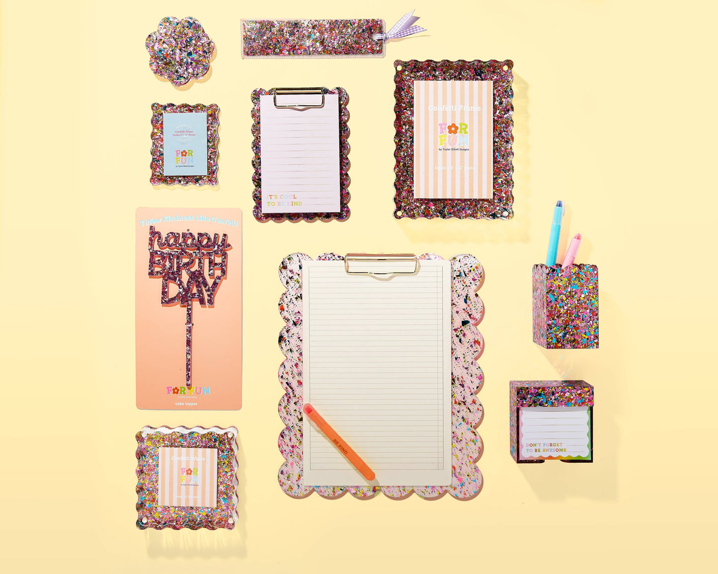 FOR FUN - Scalloped Pen / Pencil Holder - Happy Confetti