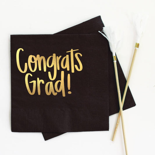 Congrats Grad Foil Cocktail Napkins