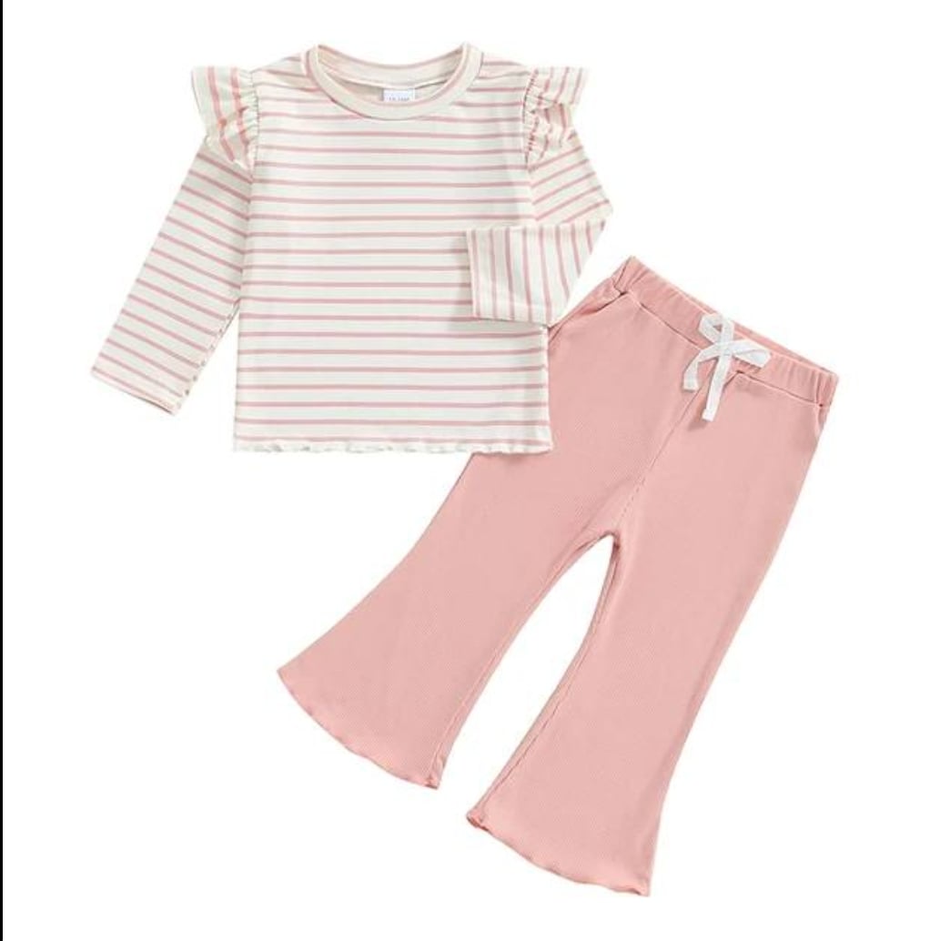 Lettuce Trim Striped Bell Sets | Pink